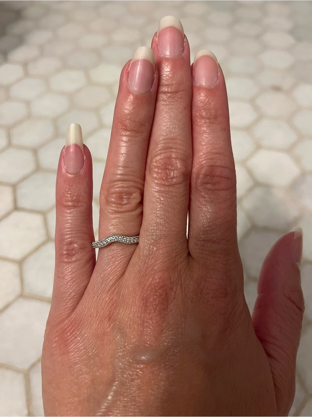 Vintage Art Deco Style White Gold Diamond Wedding Band